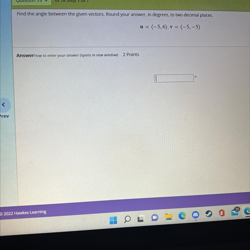 Find the angle between the given vectors. Round your answer, in degrees, to two decimal-example-1