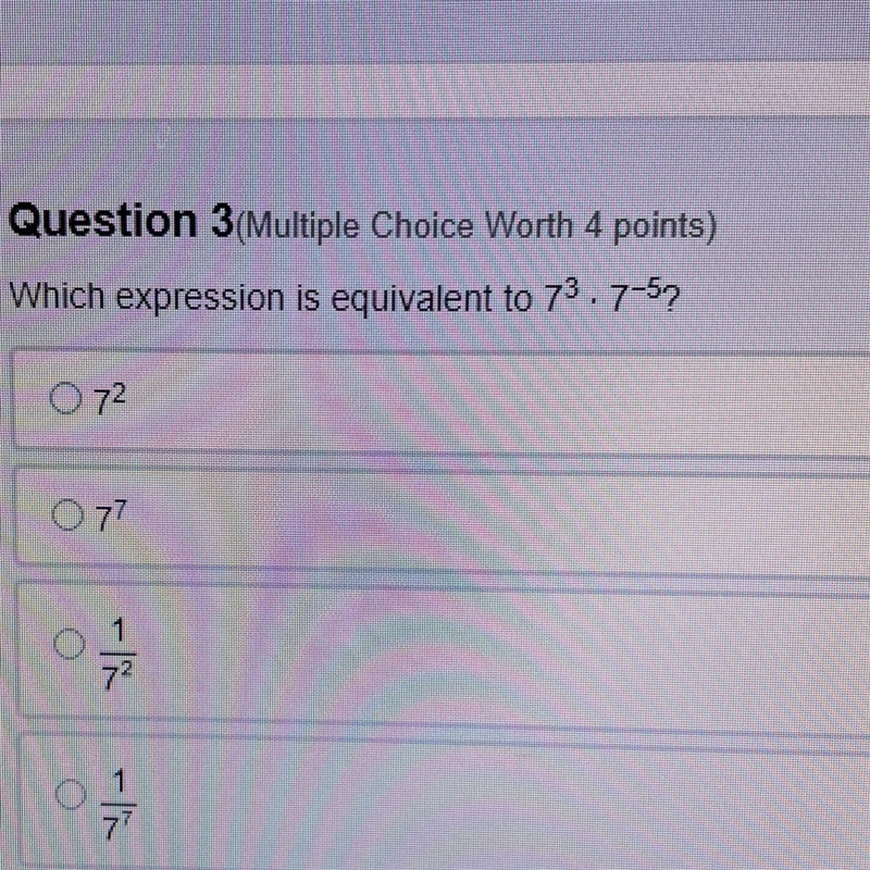 Question 3(Multiple Choice Worth 4 points) Which expression is equivalent to 73.7-57 0 72 0 77 17 글-example-1