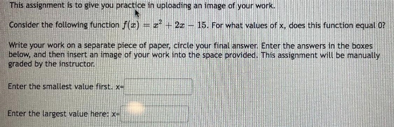 Consider the function f(x) =x^2 +2x -15 For what values of x does the function equal-example-1