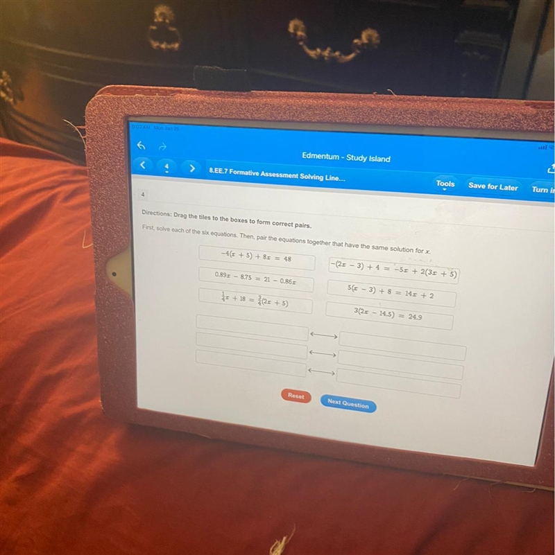 Solve each of the six equations. The, pair the equations together that have the same-example-1