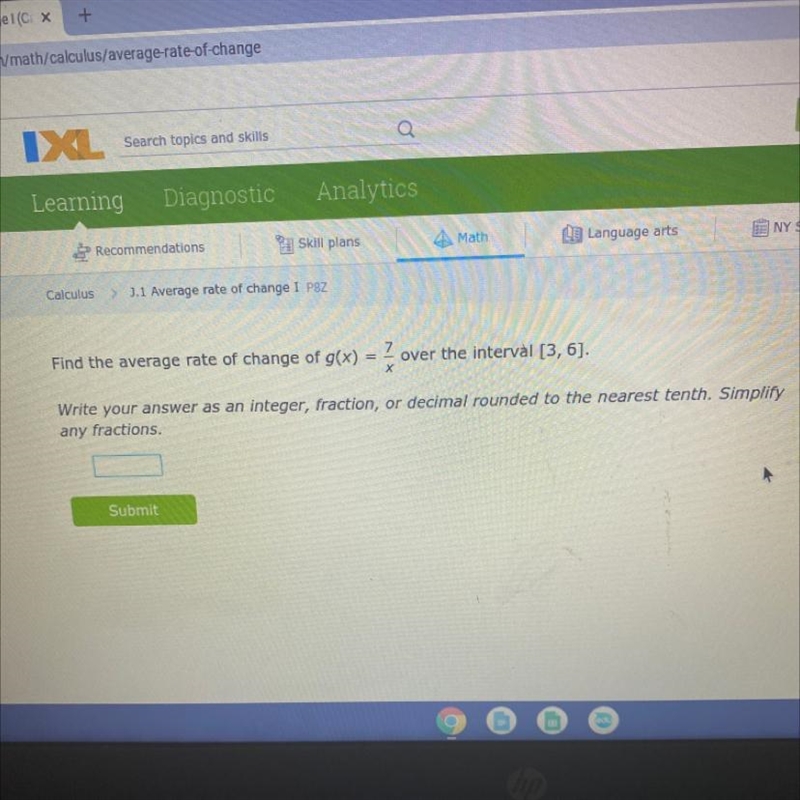 Find the average rate of change of g(x) = 7/x over the interval [3,6]-example-1