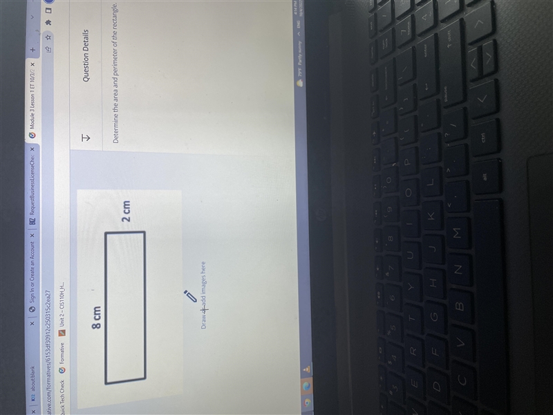 Determine the area and the perimeter of the rectangle-example-1