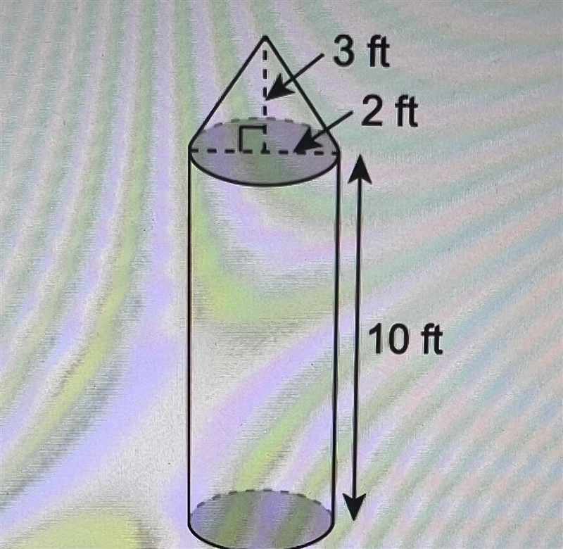 NEED HELP ASAP 30 POINTS Determine the volume of the figure that has a radius of 2 feet-example-1