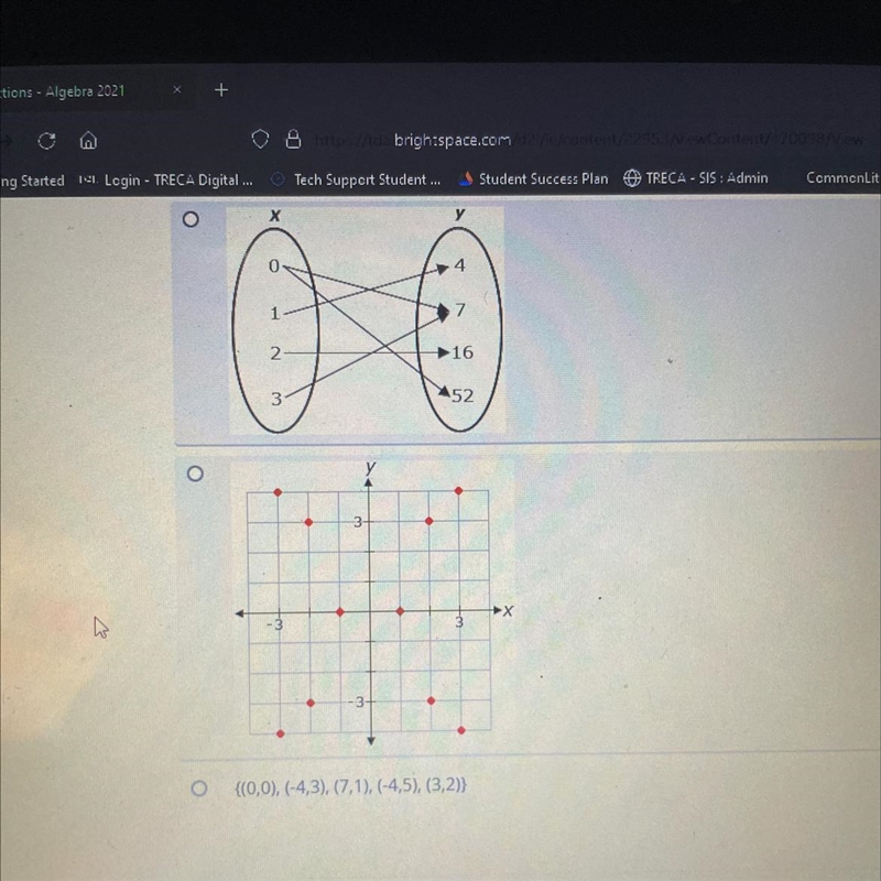 Shock of the following represents a function? Option AX=-10,-9,0,5Y=19,17,25,19The-example-1