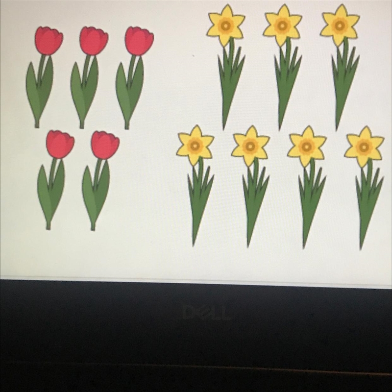 There are 5 tulips and 7 daffodils in a flower bed. Write a part-to-whole ratio that-example-1