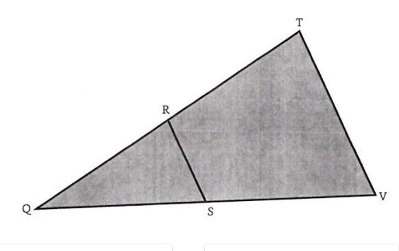 Triangle QRS and triangle QTV are similar. Which equation must be true?A. TV/RS = TQ-example-1