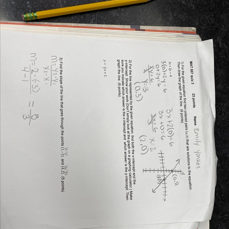 2.) for the line represented by the given equation, find both the X intercept and-example-1