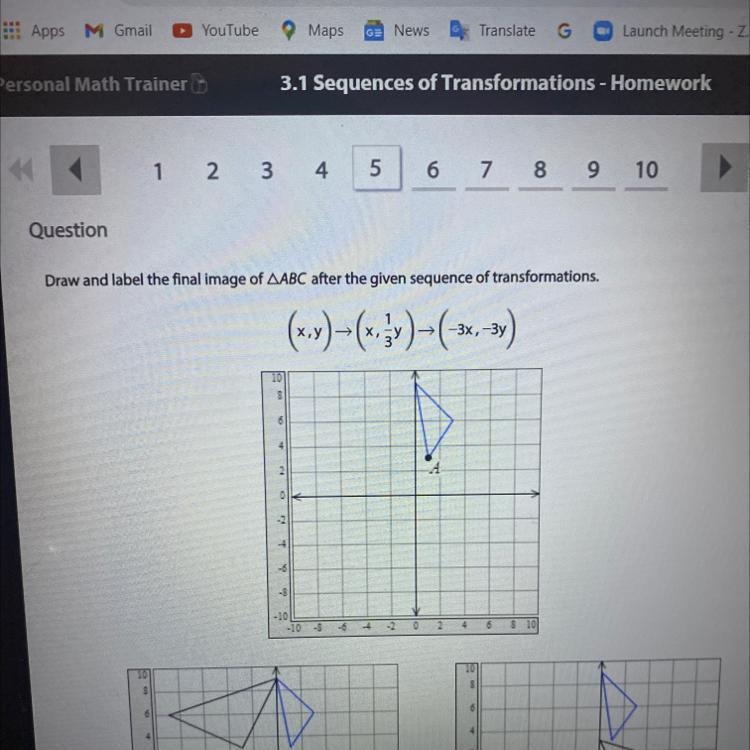 Draw and label the final image of ABC after the given sequence of transformations-example-1