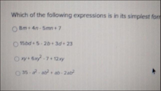 Which of the following Expressions is in the simplest form-example-1