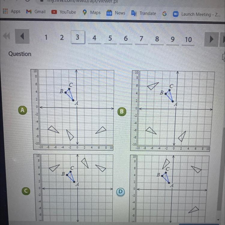 QuestionSelect the final image of ABC after the given sequences of transformations-example-1