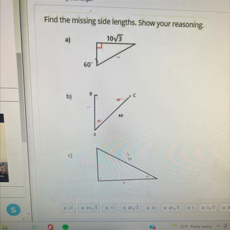 Find the missing side lengths.-example-1