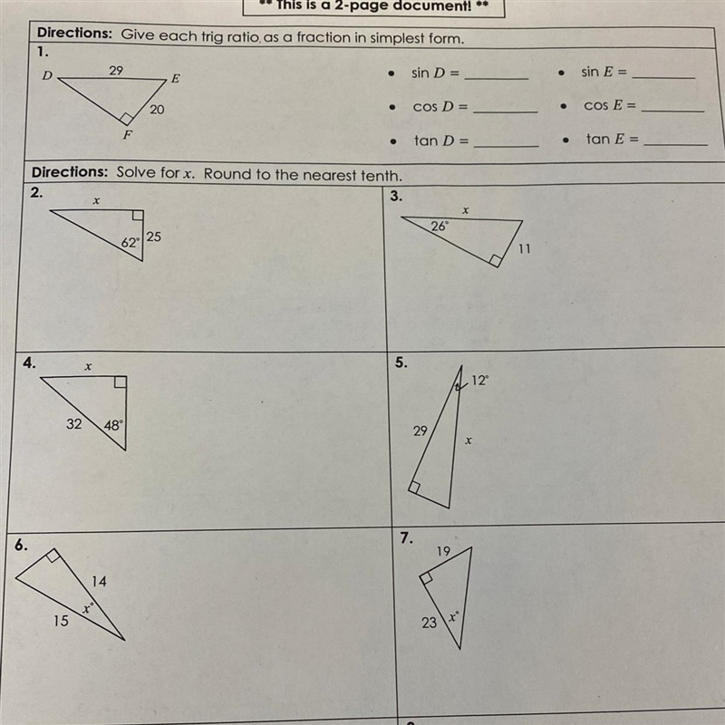 Sin D = • sin E = COS D = cos E = tan D = • tan E = please help with number 1!!!-example-1