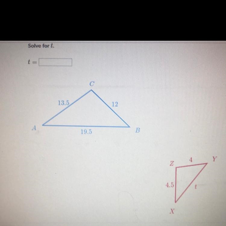 Question is in the picture Triangle ABC is similar to triangle XYZ-example-1