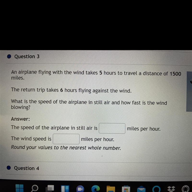 An airplane flying with the wind takes 5 hours to travel a distance of 1500miles.The-example-1