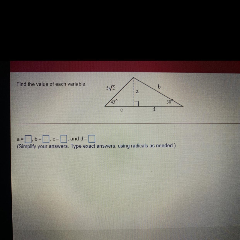 Hi, how do i solve this? i know it’s a 30/60/90 triangle but i am confused-example-1