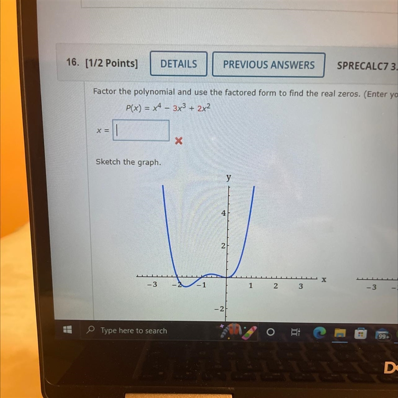 Factor the polynomial and use the factored form to find the real zeros. P(x) = x⁴ - 3x-example-1