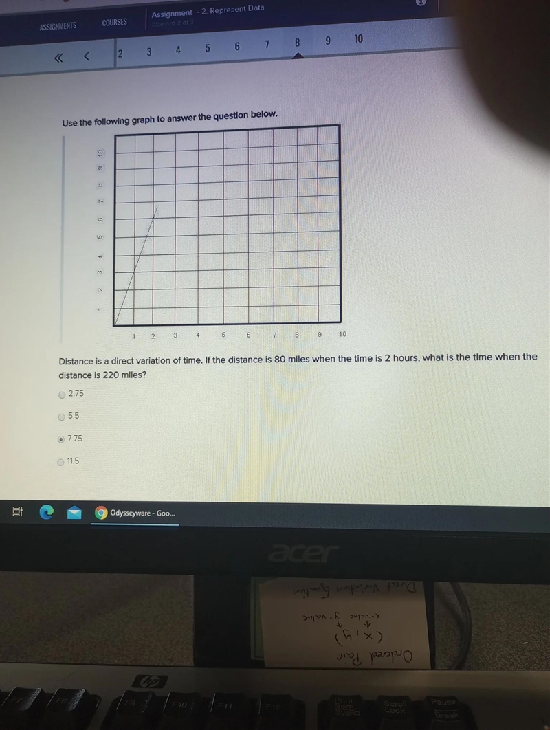 Distance is a direct variation of time if the distance-example-1