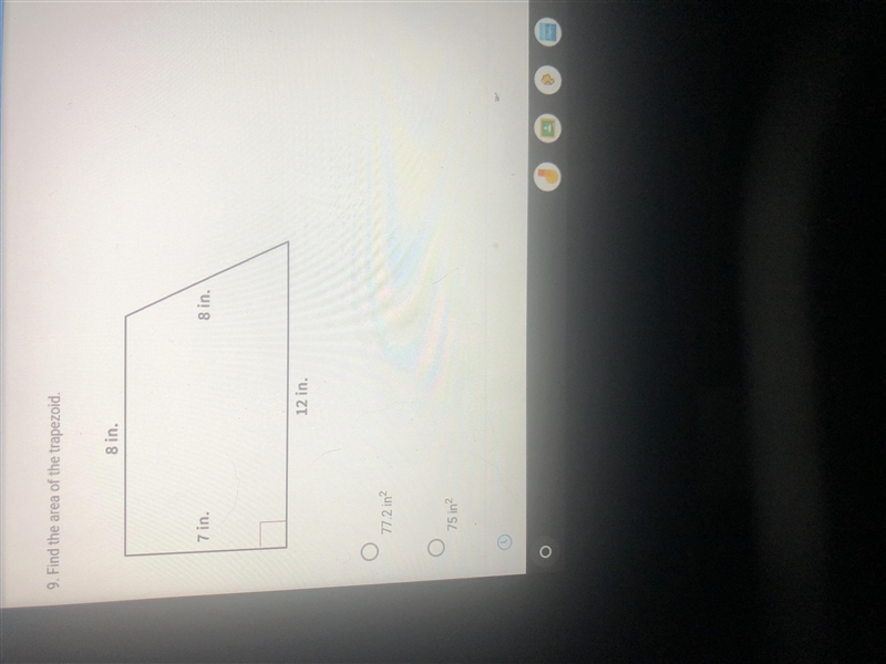 Find the area of the trapezoid 8 8 12 7-example-1