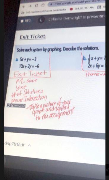 A. 5x+y=-310x +2y=-6 Questions •point intersection • graph by solving the system-example-1