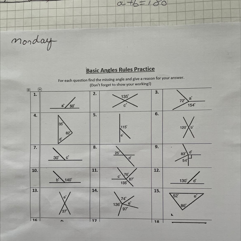 For each question find the missing angle and give a reason for your answer. (Don't-example-1