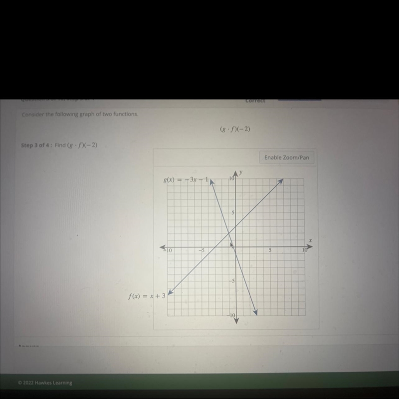 Consider the following graph of two functions.(8-1-2)Step 3 of 4: Find (8.5(-2)Enable-example-1