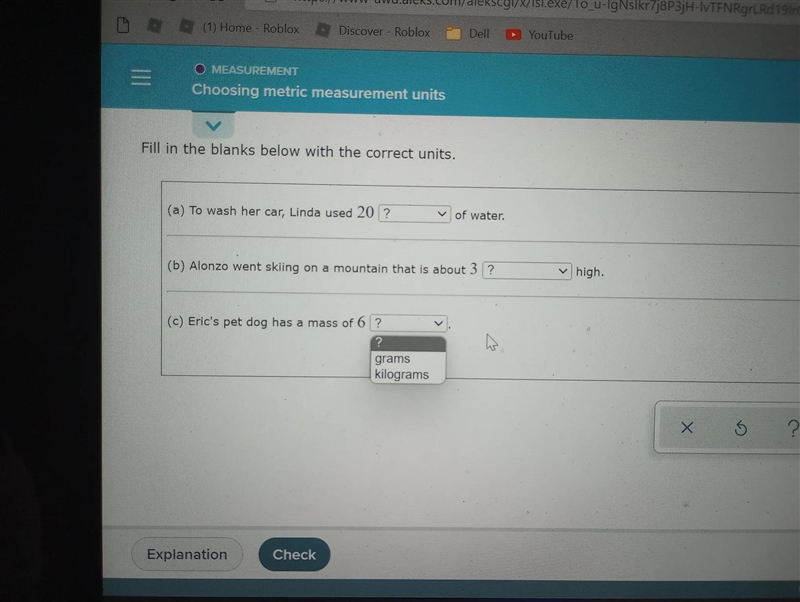 O MEASUREMENT Choosing metric measurement units Fill in the blanks below with the-example-3