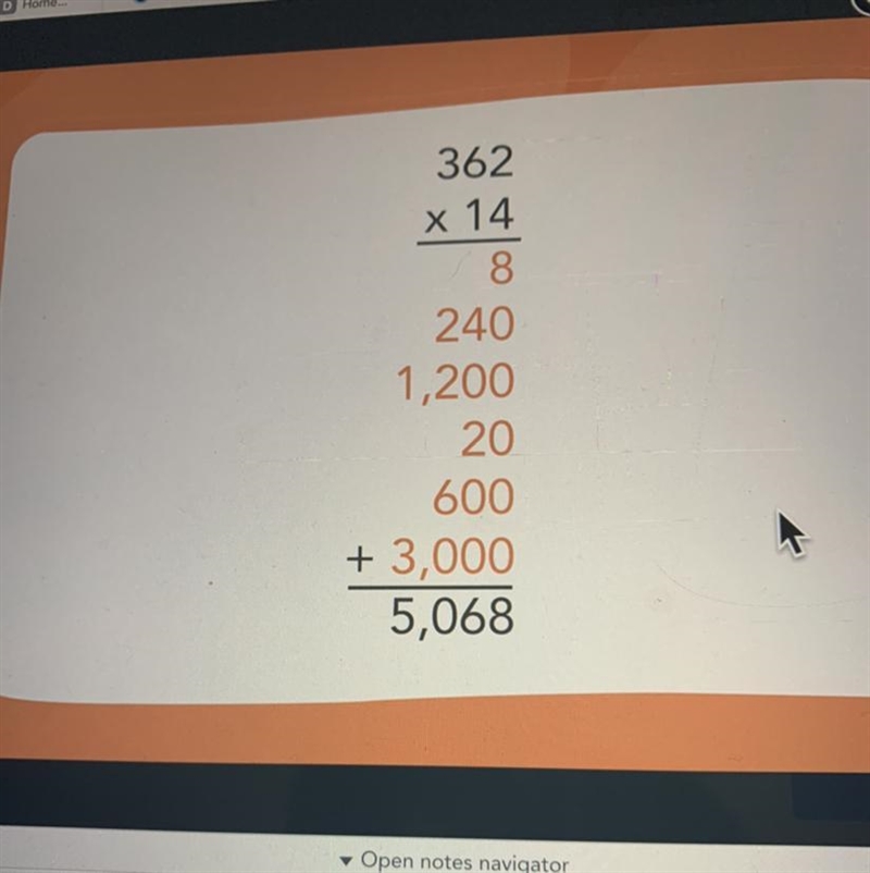 Explain how the written method shown can be used to solve the decimal expression: 3.62x-example-1