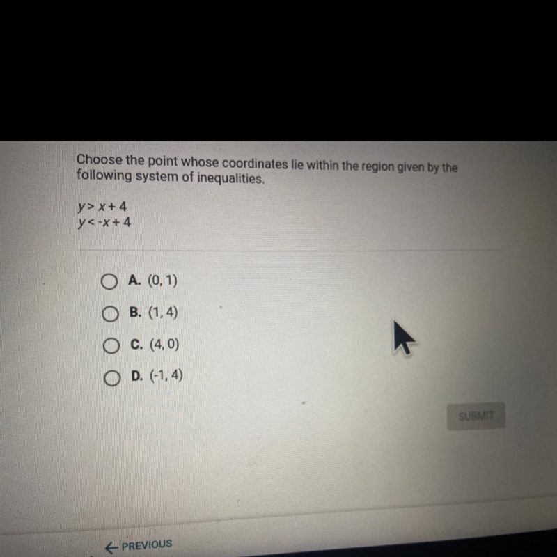 QuestioChoose the point whose coordinates lie within the region given by thefollowing-example-1