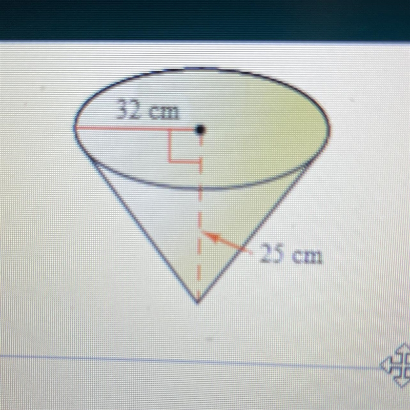 Find the lateral area of the cone. radius 32 height 25-example-1