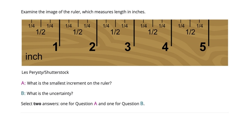 Examine the image of the ruler, which measures length in inches.: What is the smallest-example-1