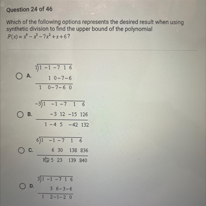 Question 24 of 46Which of the following options represents the desired result when-example-1