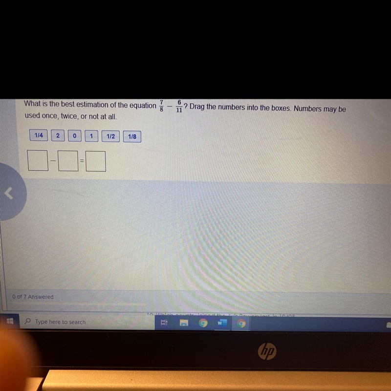 What is the best estimation of the equation [-å? Drag the numbers into the boxes. Numbers-example-1