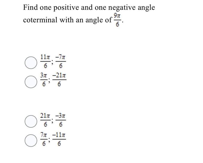 Find one positive and one negative angle coterminal with an angle of .-example-1