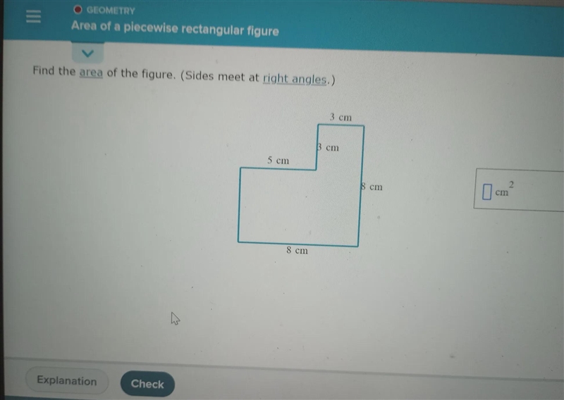 ||| GEOMETRY Area of a piecewise rectangular figure Find the area of the figure. (Sides-example-1