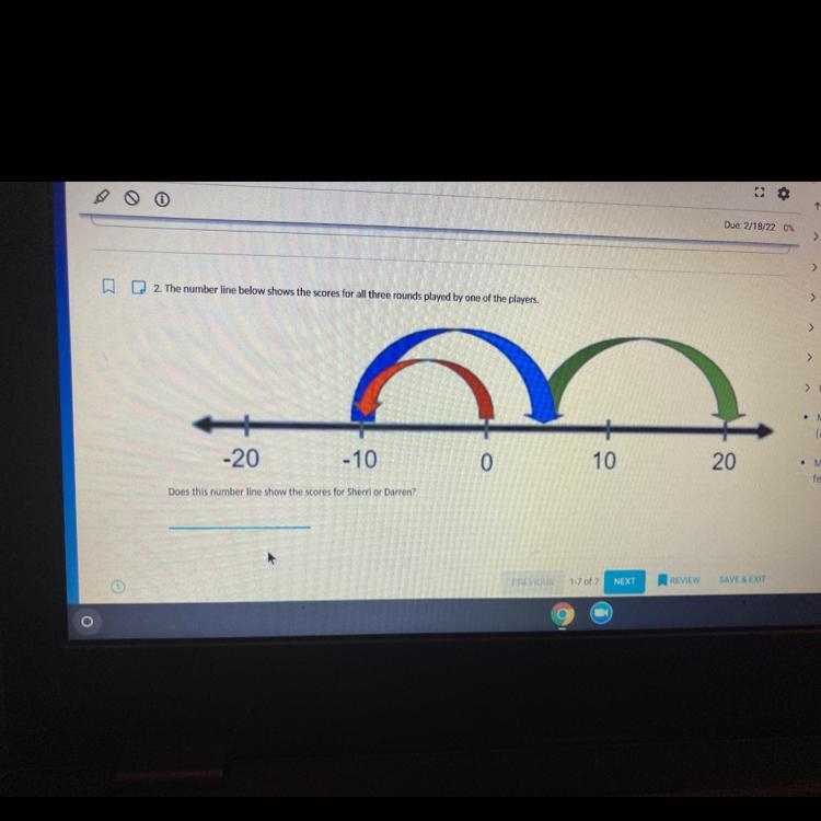 2. The number line below shows the scores for all three rounds played by one of the-example-1