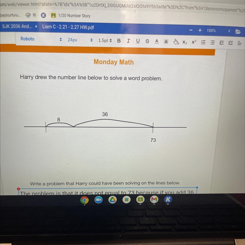 Harry drew the number line below to solve a word problem,-example-1