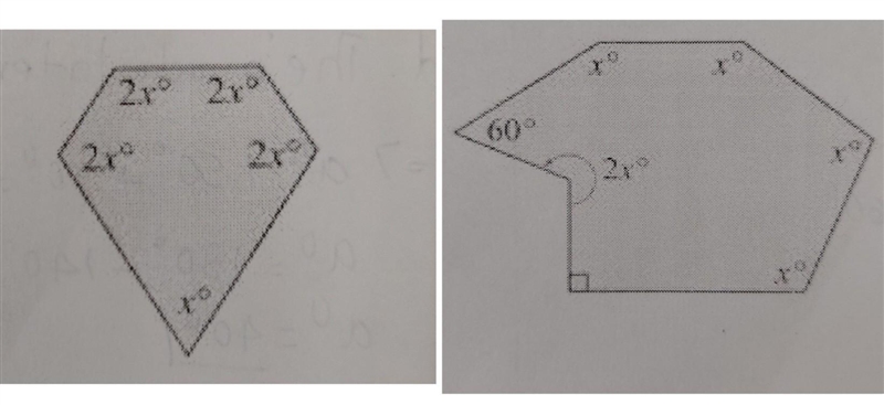 Find the values of x in the following, giving brief reasons for your answers. please-example-1