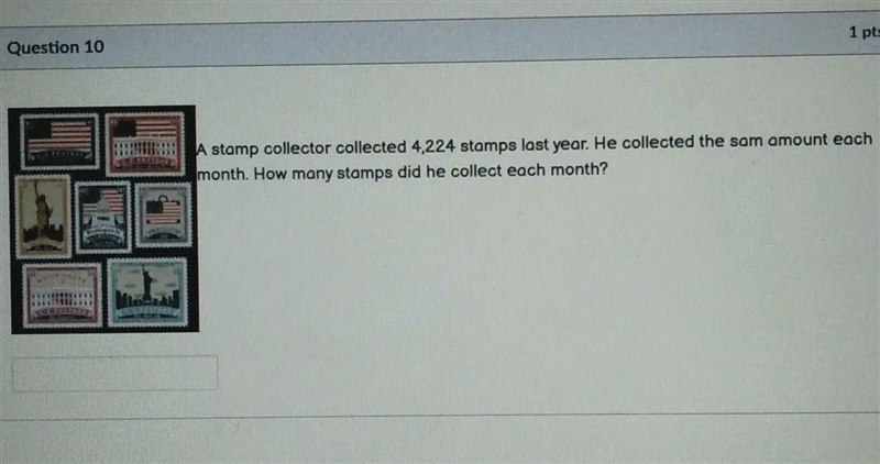 A stamp collector collected 4,224 stamps last year. He collected the same amount each-example-1