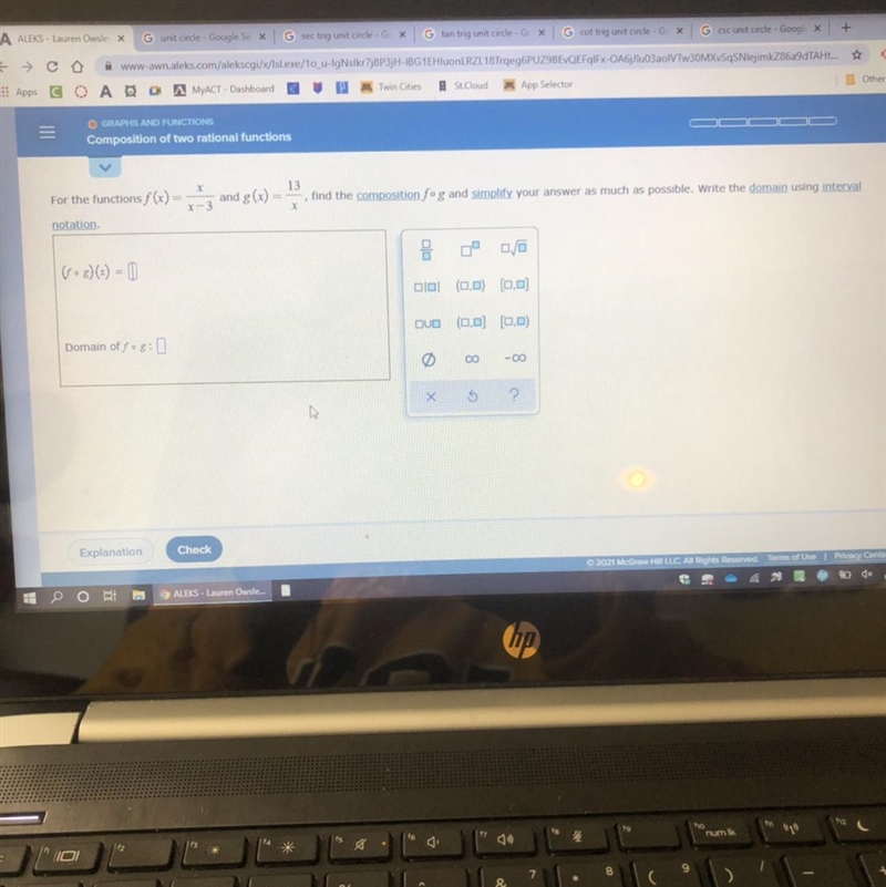 For the functions f(x)=x/x-3 and g(x)=13/xFind the composition f • x and simplify-example-1