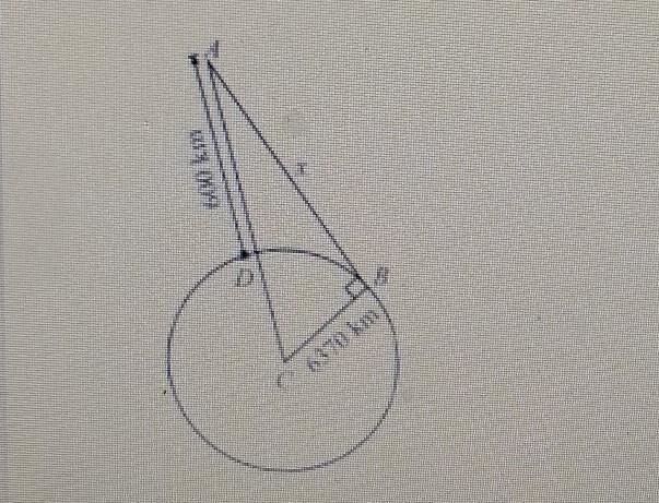 A satellite is in orbit 600 km above Earth's surface. Earth's radius is about 6370 km-example-1