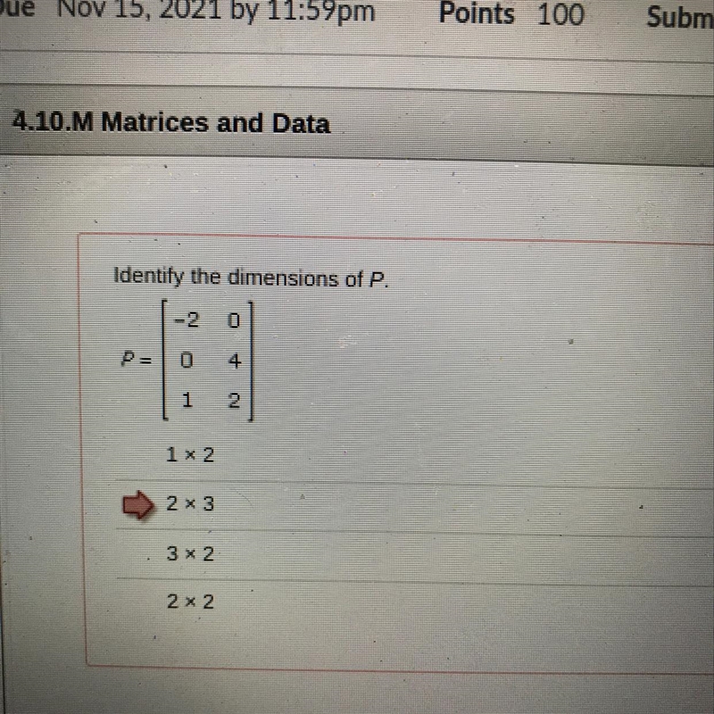 Identify the dimensions of P.-example-1