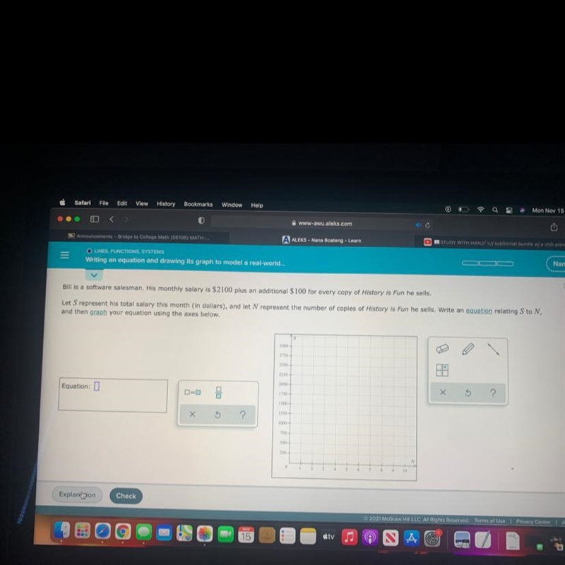 Write an equation relating S to N and then graph your equation-example-1