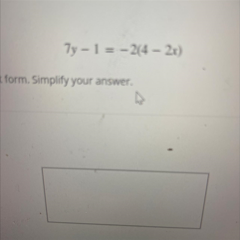 Express the given equation in slope intercept form. Simplify your answer.-example-1