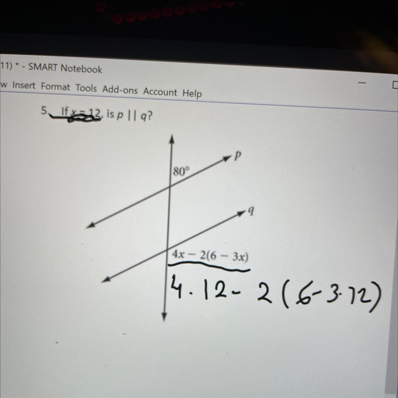 If x=12 is p parallel to q-example-1