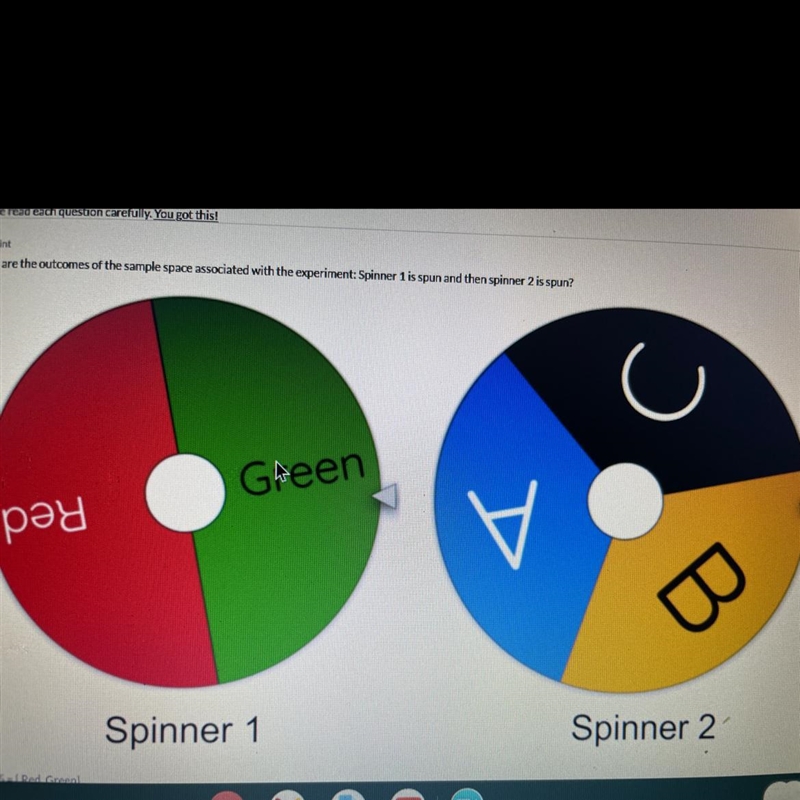 From the question above what is the probability of spinning the letter C-example-1