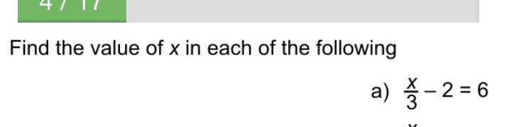 X/3- 2=6 find the value of x-example-1