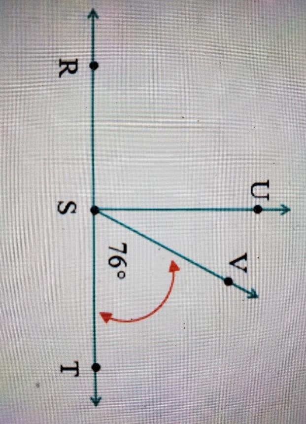 What is the name of the angle that is complementary to angle VST and what is its measure-example-1