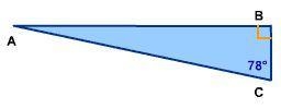 Triangle ABC is a right triangle, and mC is 78°. What is mA? A. 2° B. 12° C. 22° D-example-1