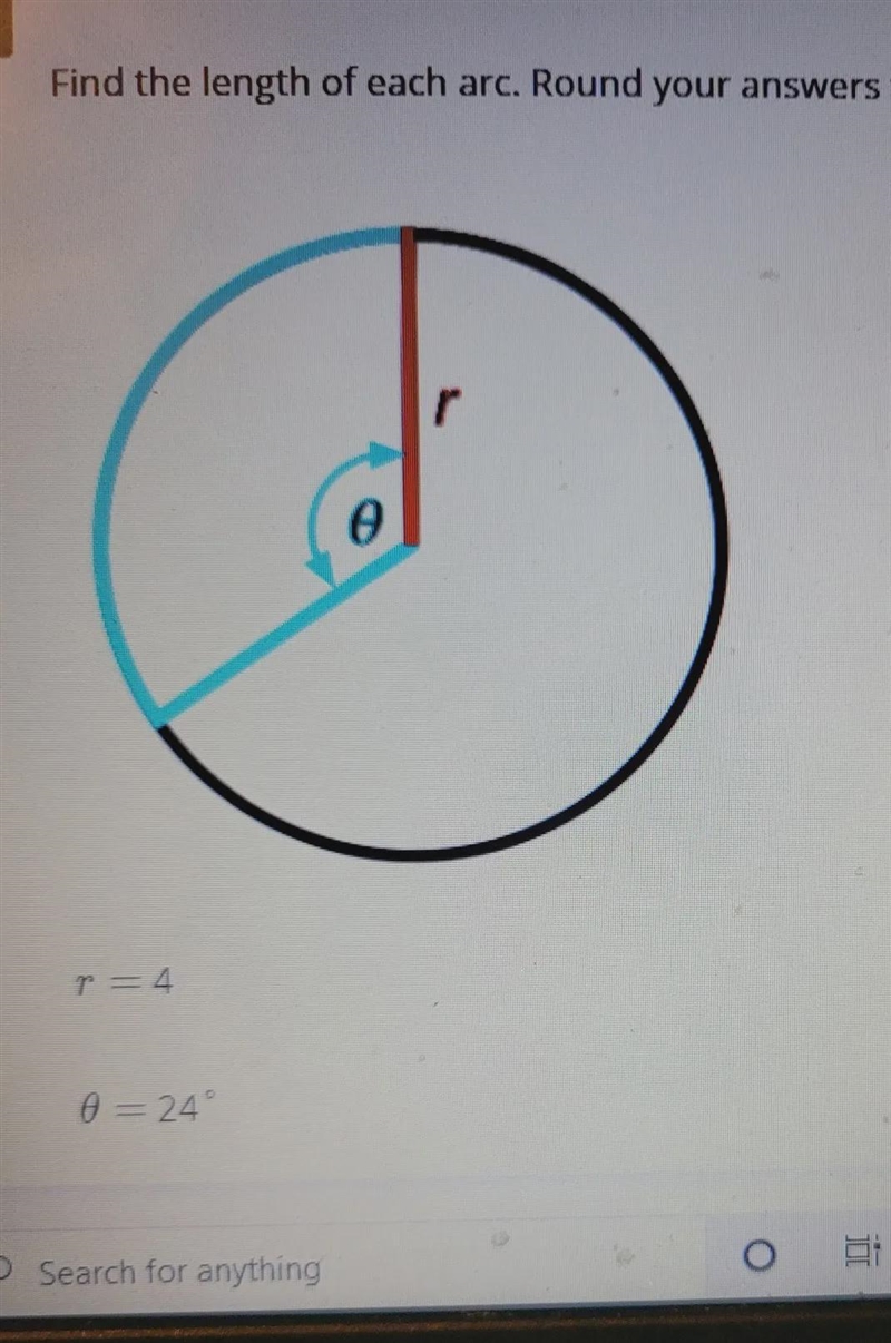 Find the length of each arc. Round your answers to the nearest tenth. r = 40 =24use-example-1