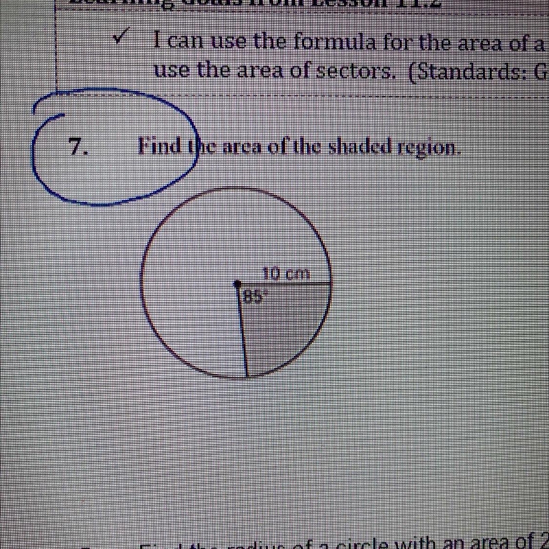 Find the area of the shaded region. Help please!-example-1